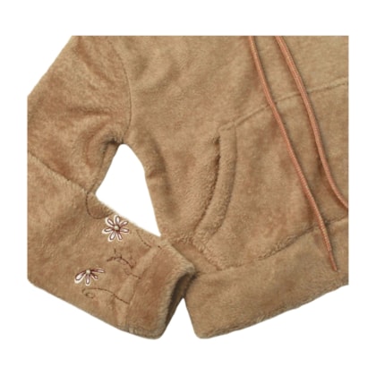Agasalho Feminino Bluão Pelúcia Bordado Flores 37368 - Angerô