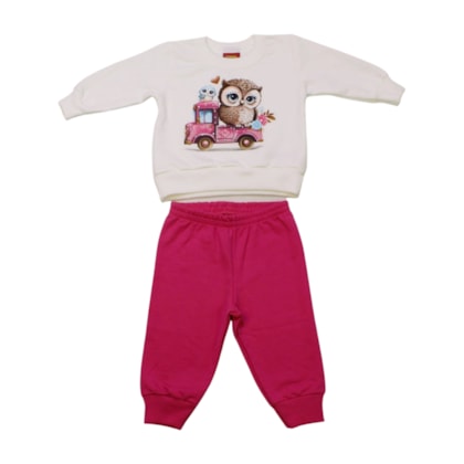 Agasalho Feminino Blusa Estampado Curuja e Calça 1000740 -  Kyly