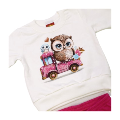 Agasalho Feminino Blusa Estampado Curuja e Calça 1000740 -  Kyly