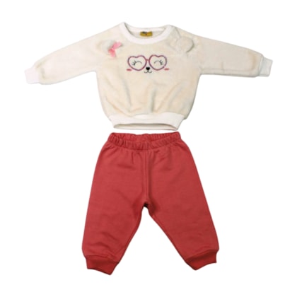 Agasalho Feminino Blusão em Pelúcia Carinha Bordada Paetê 26124 - Rollu