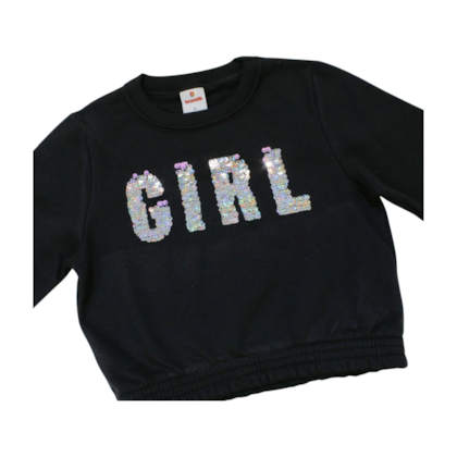Agasalho Feminino com Bordado Girl Paetê 56012 - Brandili