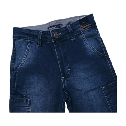 Bermuda Jeans Cargo Masculina Com Ajuste no Cós 761 - Faos