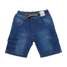 Bermuda Jeans Cargo Masculina com Cordão 803 - Faos