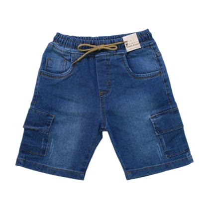 Bermuda Jeans Cargo Masculina com Cordão 803 - Faos