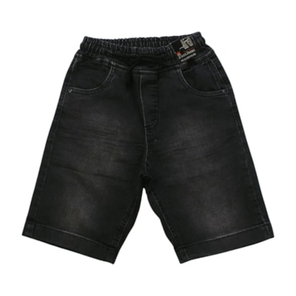 Bermuda Masculina Jeans Black com Cordão no Cós 623 - Faos
