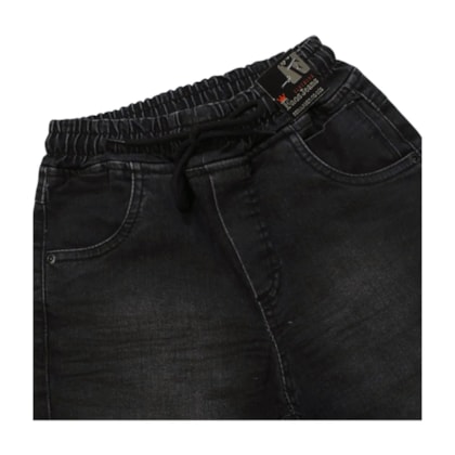 Bermuda Masculina Jeans Black com Cordão no Cós 623 - Faos