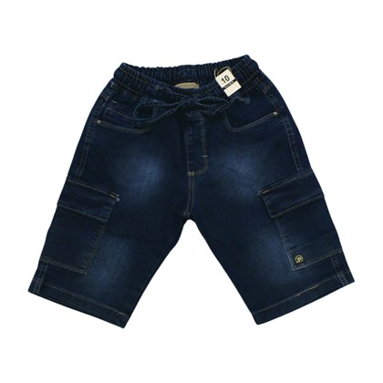 Bermuda Masculina Jeans com Elástico e Bolso Cargo 3343 - Paparrel