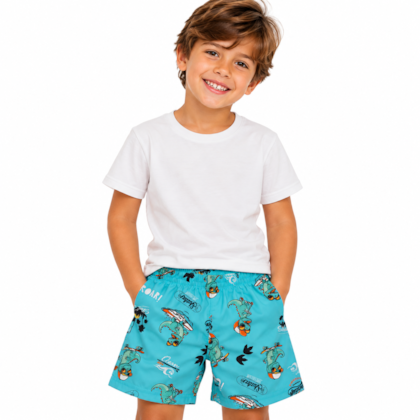 Bermuda Tactel Masculina Estampada Dinossauros 403453 - Lecimar
