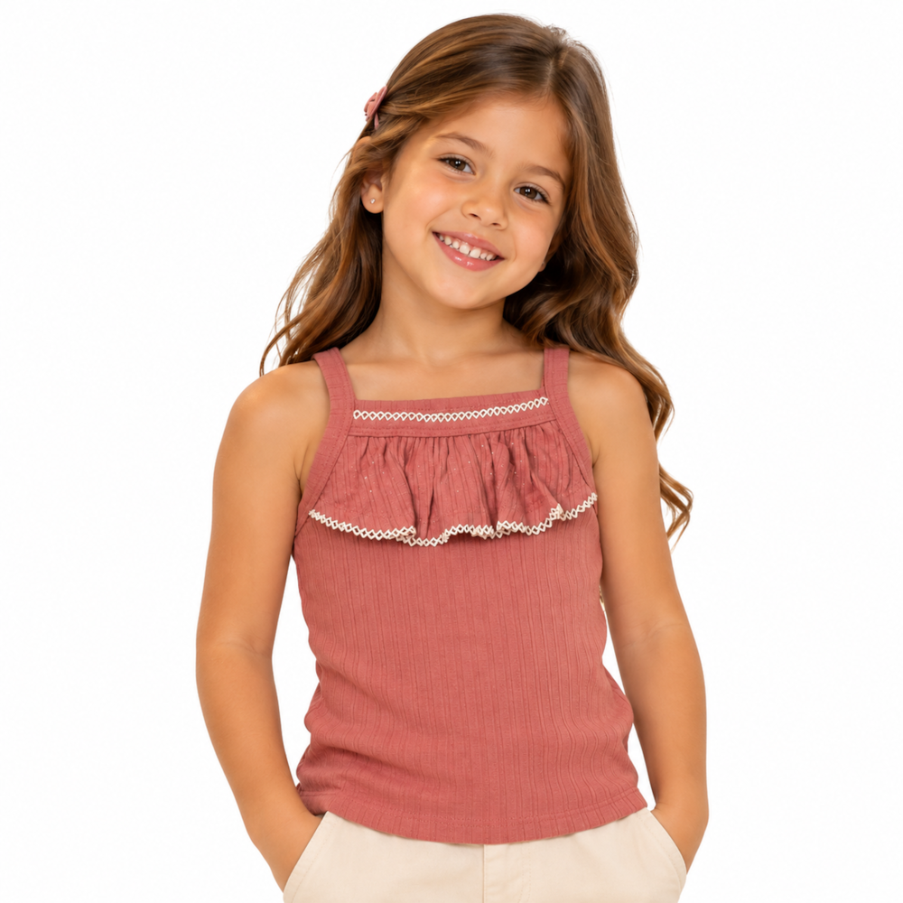Blusa Alça com Babado Strass 22467 - Angerô