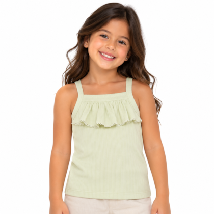 Blusa Alça com Babado Strass 22467 - Angerô