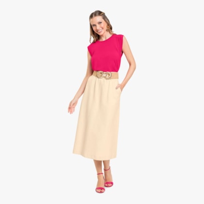 Blusa Cavada com Pregas 73203 - Cereja Rosa 