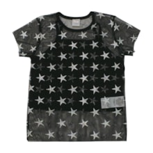Blusa com Tule e Brilho Estrelas Manga Curta 25327 - Two Colors