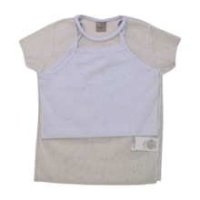 Blusa com Tule e Brilho Manga Curta 25327 - Two Colors