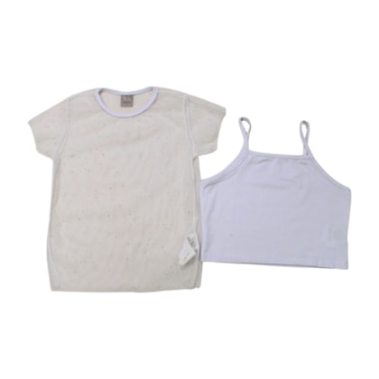 Blusa com Tule e Brilho Manga Curta 25327 - Two Colors