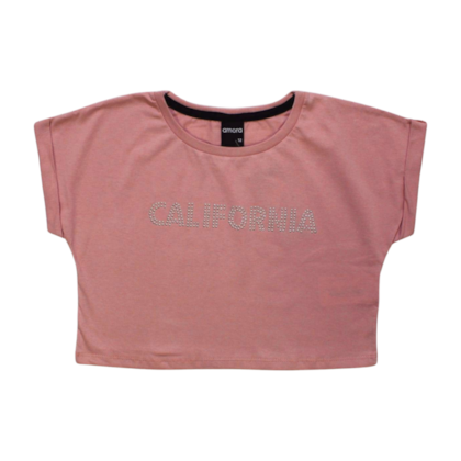 Blusa Cropped Manga Curta Aplique Tachas California 5000041 - Amora