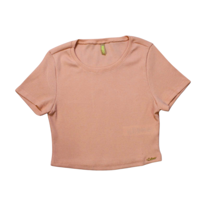 Blusa Cropped Manga Curta Canelada C33939 - Cativa