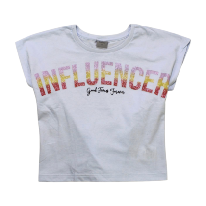 Blusa Cropped Manga Curta Estampa Influencer 22352 - Two Colors 