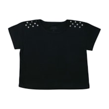 Blusa Cropped Manga Curta Poá com Strass 5251 - Bicho Bagunça