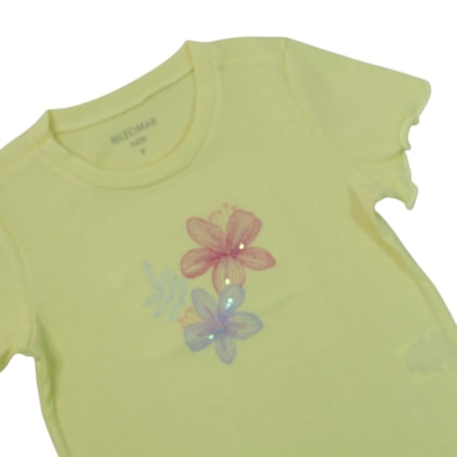 Blusa Manga Curta Canelada Bordada Flores 502813 - Lecimar