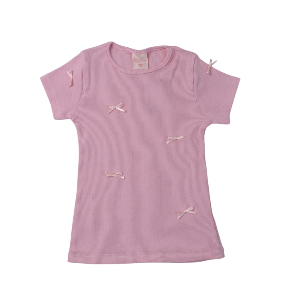 Blusa Manga Curta com Aplique Lacinhos 8634 - By Gus
