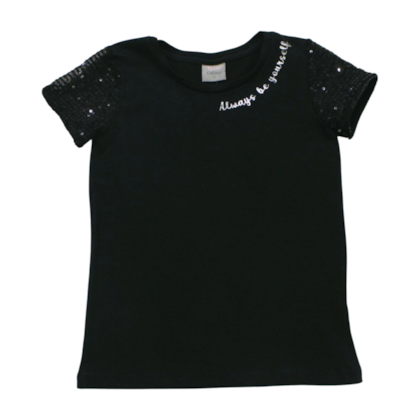 Blusa Manga Curta com Paetê nas Mangas 22354 - Two Colors