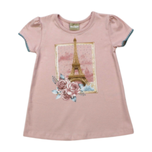 Blusa Manga Curta com Picueta Estampa Paris 2000356 - Milon 