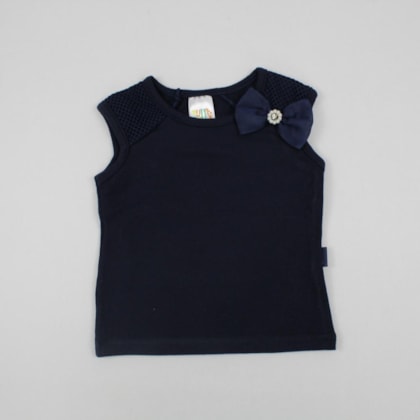 Blusa Manga Curta com Tela e Laço 39103 - Pulla Bulla