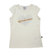 Blusa Manga Curta Coração com Glitter e Strass 43818 - Boca Grande   