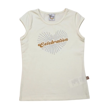Blusa Manga Curta Coração com Glitter e Strass 43818 - Boca Grande   