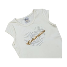 Blusa Manga Curta Coração com Glitter e Strass 43818 - Boca Grande   