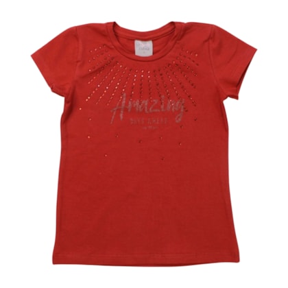 Blusa Manga Curta Estampa Amazing com Strass 25303 - Two Colors 