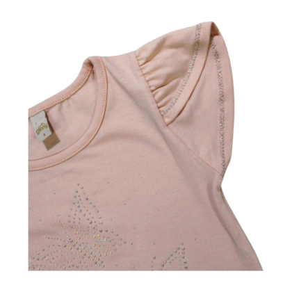 Blusa Manga Curta Estampa Borboletas com Strass 22823 - Glinny 