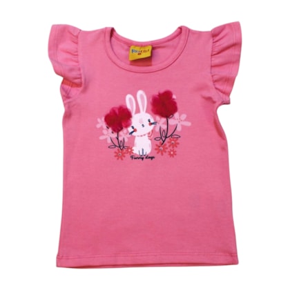 Blusa Manga Curta Estampa Coelho 24101 - Rollu