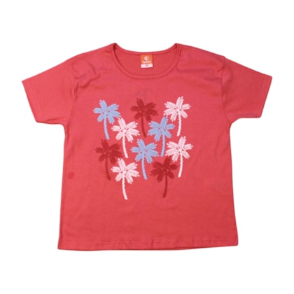 Blusa Manga Curta Estampa Coqueiros 18247 - Teddy