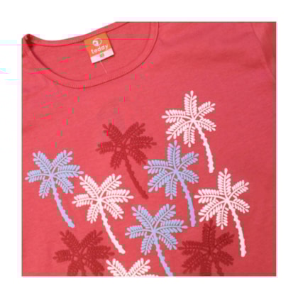 Blusa Manga Curta Estampa Coqueiros 18247 - Teddy