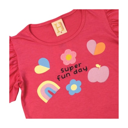 Blusa Manga Curta Estampa Corações 15118 - Hrradinhos