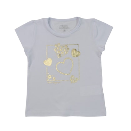 Blusa Manga Curta Estampa Corações 30003 - Bicho Bagunça