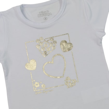 Blusa Manga Curta Estampa Corações 30003 - Bicho Bagunça