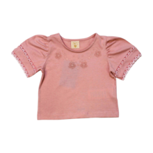 Blusa Manga Curta Estampa Flores com Renda 22386 - Angerô 