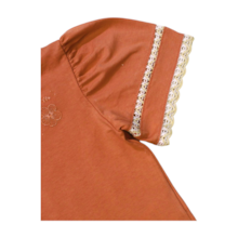 Blusa Manga Curta Estampa Flores com Renda 22386 - Angerô 