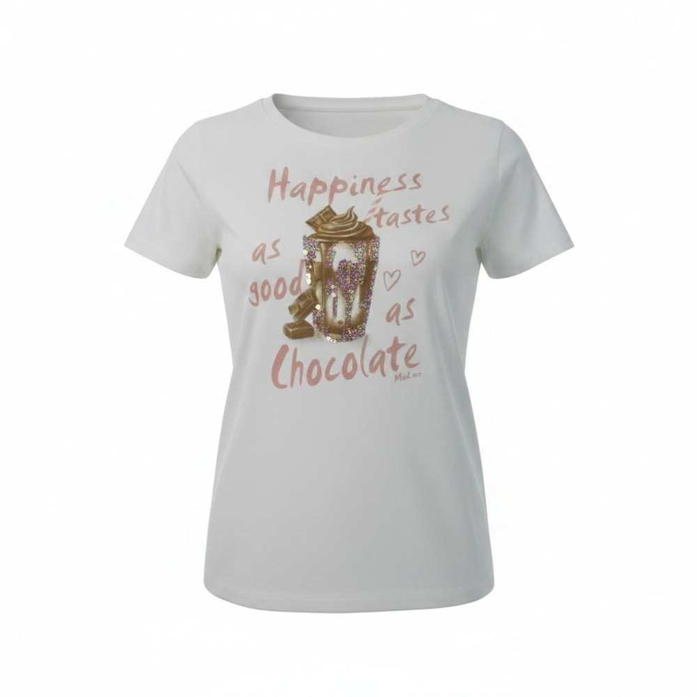 Blusa Manga Curta Estampa Happiness  23634 - Modme