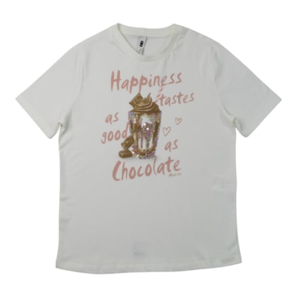 Blusa Manga Curta Estampa Happiness  23634 - Modme