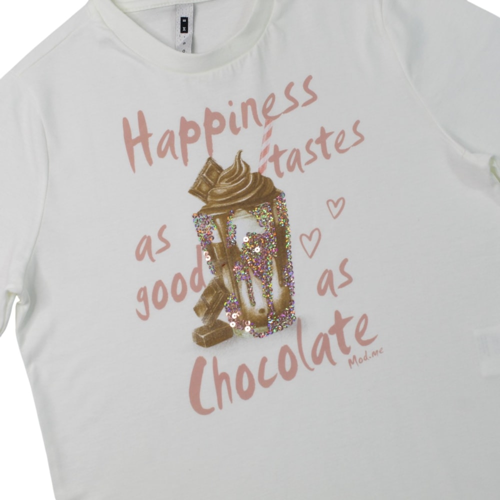 Blusa Manga Curta Estampa Happiness  23634 - Modme