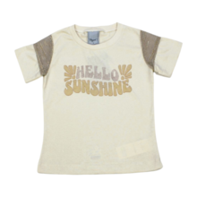 Blusa Manga Curta Estampa Hello com Tule 22229 - Angerô