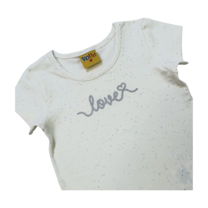 Blusa Manga Curta Estampa Love Glitter 25100 - Rollu