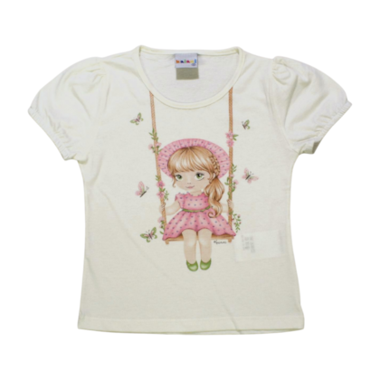 Blusa Manga Curta Estampa Menina no Balanço 11437 - Kaiani 