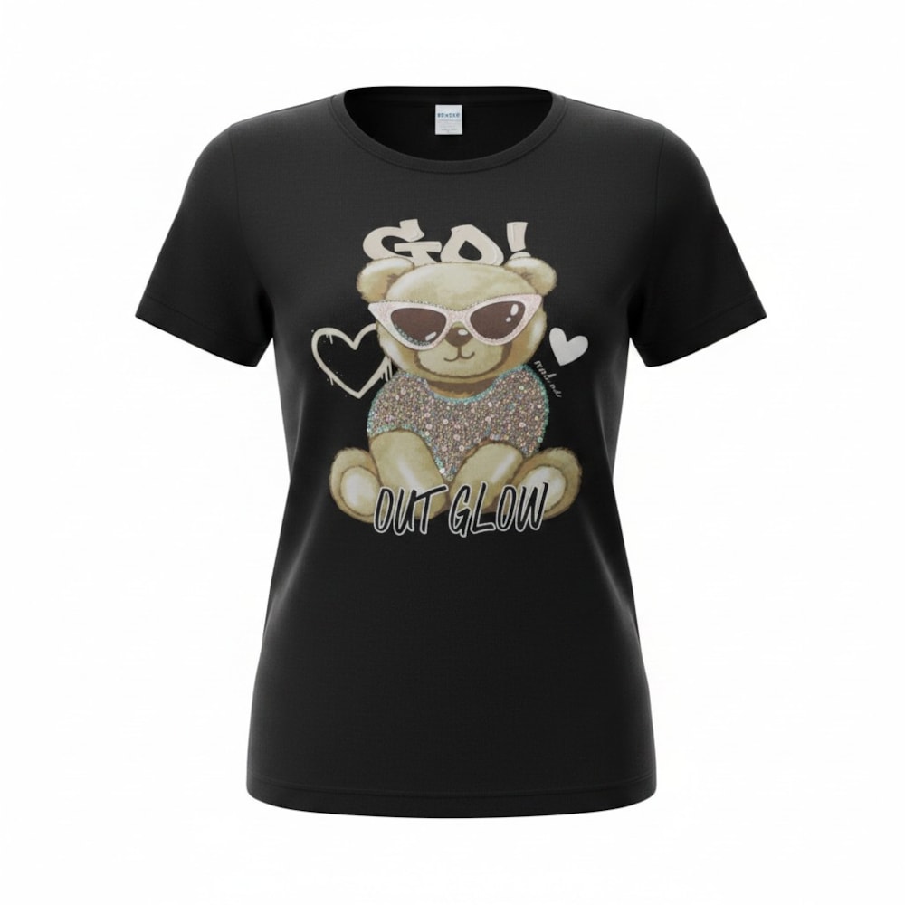 Blusa Manga Curta Estampa Ursinha 23634 - Modme
