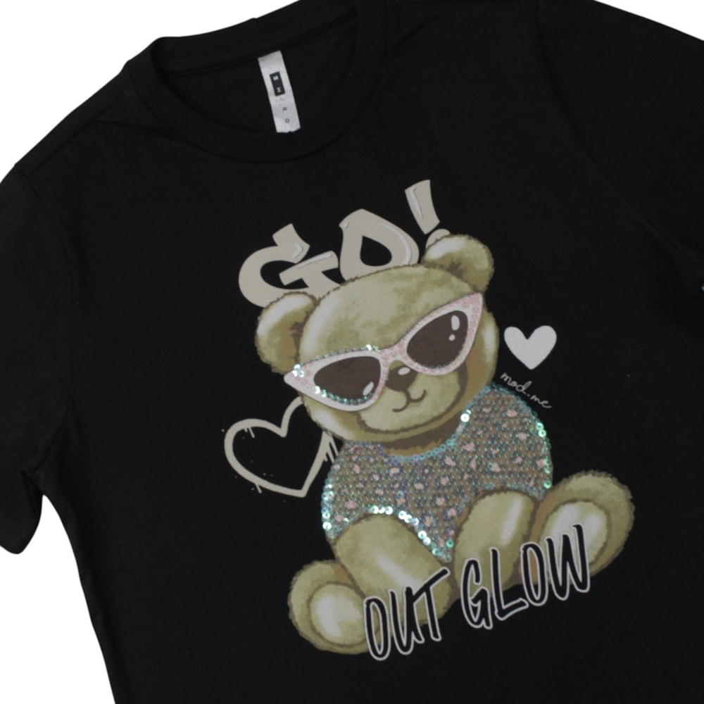 Blusa Manga Curta Estampa Ursinha 23634 - Modme