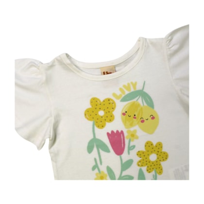 Blusa Manga Curta Estampada Flores com Strass 9257 - Livy  