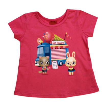 Blusa Manga Curta Estampada Ice Cream 1000186 - Kyly  